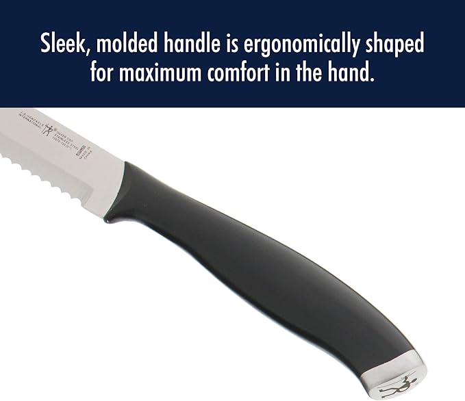 HENCKELS Silvercap Razor-Sharp 5-inch Serrated Utility Knife, Tomato Knife, German Engineered Informed by 100+ Years of Mastery, Black