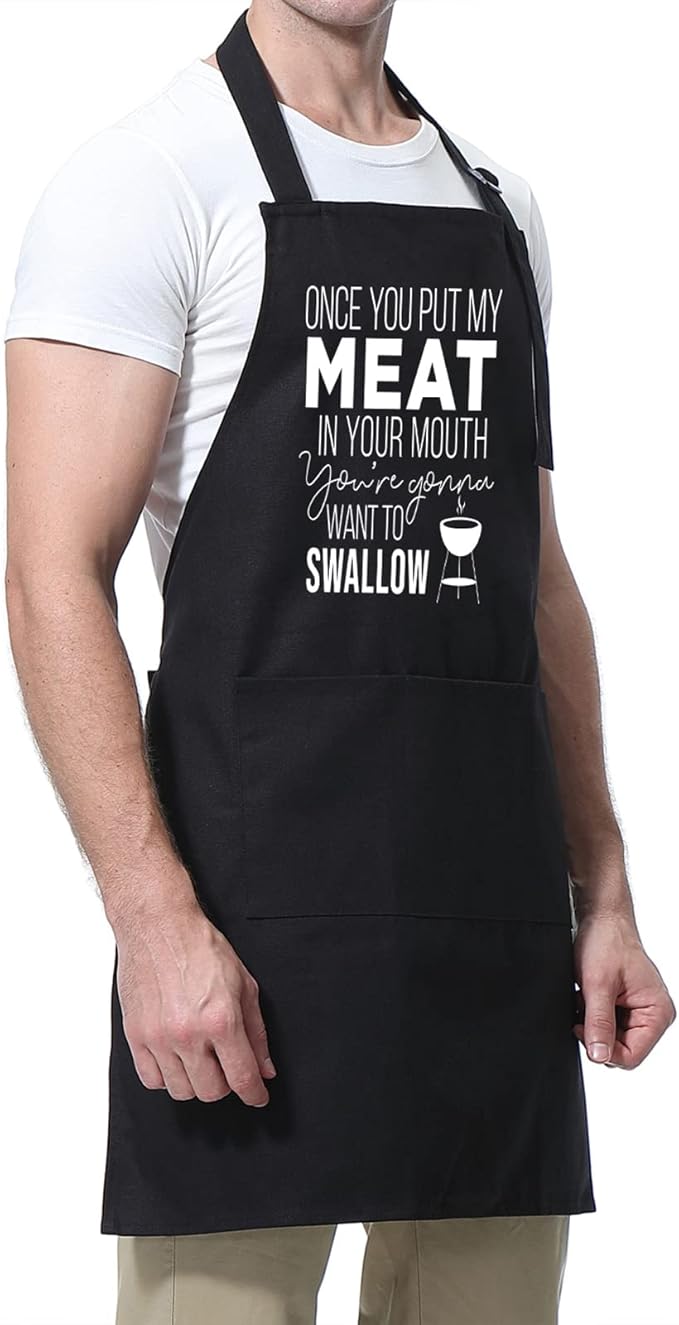 Miracu Funny Cooking Aprons for Men Husband - Christmas, Birthday Funny Male Gifts for Mens Best Friend, Gifts for Male Friends Guy Boyfriend Chef Him - Grilling Grill BBQ Apron for Men w/Pockets