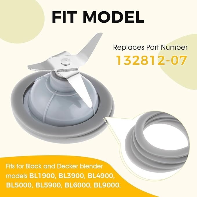 Replacement for Black and Decker Blender Gasket Rubber Seal Gasket Sealing O-Ring, Replace 132812-07, Compatible with Black & Decker Blender BL1900 BL3900 BL4900 BL5000 BL5900 BL6000 (Pack of 4)