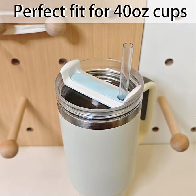 40 OZ Tumbler Lid Replacement Fit for Stanley Cup, 2 Pack Clear Replacement Lids Fit for Stanley Travel Tumbler, Spill Proof Tumbler Covers for Stanley Cup Accessories (Clear - Blue)
