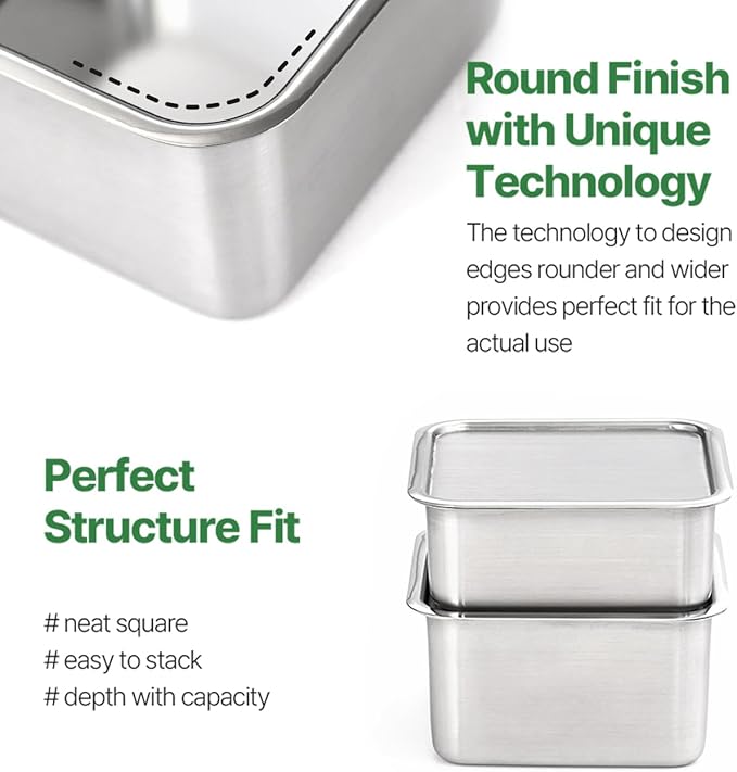 CuBE 6PCS Set Stainless Steel Food Storage Containers With Lids with 3 Net Kitchen Appliances Dishwasher Safe Premium South Korea