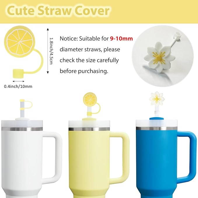 Stanley Cup Accessories Set Including 6 Pcs Silicone Spill Proof Stopper, 2 Pcs Straw Cover Cap for 9-10 mm Straws, 1 Pcs Silicone Boot for Stanley Cup Stanley 40oz & 30oz Tumbler (Pomelo)