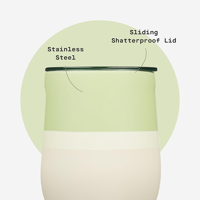 Corkcicle Stemless Insulated Wine Glass Tumbler - Keeps Beverages Cold 6 Hours & Hot 3 Hours - Stainless Steel - Easy-Grip - Summer Drinkware Gift - Keeps Drinks Ice Cold - 12 oz - Yoda