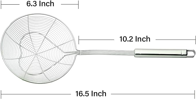 Strainer Skimmer Spoon for Cooking and Frying, 6.3 Inches Strainer with Handle Stainless Steel Kitchen Utensils Fryer Scoop Spoon