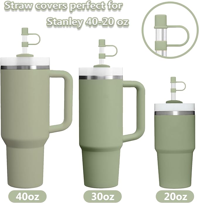 6PCS Silicone Straw Covers Cap Compatible with Stanley Cup 30-40 oz Tumbler with Handle 10mm Straw Toppers Reusable Cover for Stanley Cup Accessories（Cyan）