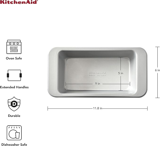 KitchenAid 9x5in Nonstick Aluminized Steel Loaf Pan, Silver