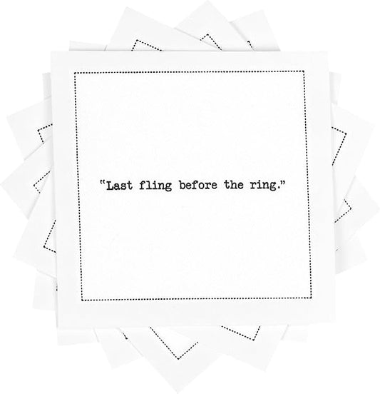 Five Star Funny Bachelorette Quotes | White Cotton Cocktail Napkins | 50 Luxury Disposable Beverage Napkins with Witty Bar Quotes | Drink Napkins for Parties, Bars, Weddings & Game Nights