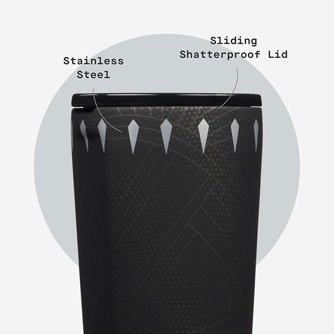 Corkcicle Disney Tumbler - Triple-Insulated Stainless Steel - Keeps Drinks Cold 9 Hours - Spill-Proof Lid - Reusable - Summer Drinkware Gift - Keeps Drinks Ice Cold - 24 oz - Black Panther