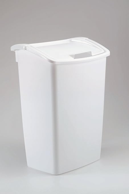 Rubbermaid,White Dual-Action Swing Lid Trash Can, 11.25 Gallon, for Home/Kitchen/Bathroom/Garbage