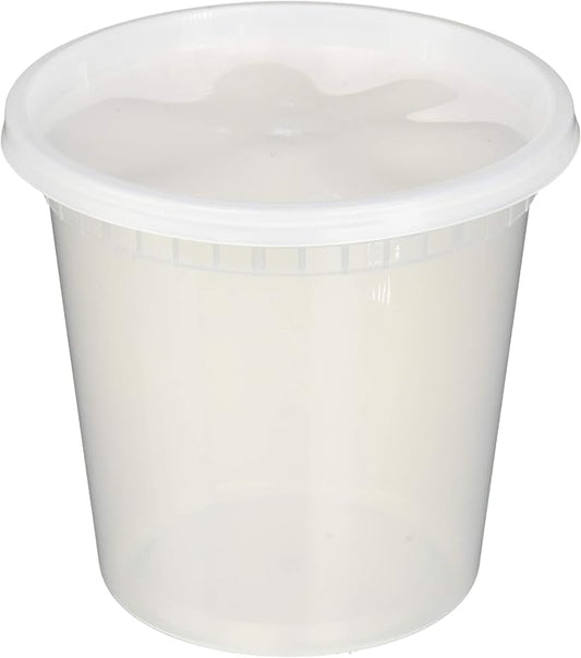 EDI [24 OZ, 25 Sets] Plastic Deli Food Storage Containers with Airtight Lids | Microwave-, Freezer-, Dishwasher-Safe | BPA Free | Heavy-Duty | Meal Prep | Leakproof | Recyclable