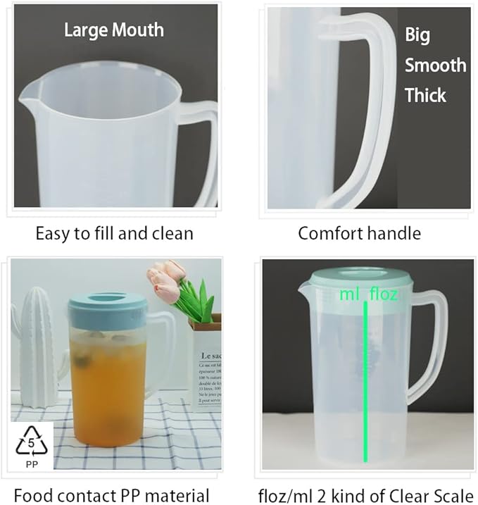 2.5 Litre Plastic Pitcher with Lid (DONOT FIT MR Coffee ICE TEA MAKER!) BPA-FREE Eco-Friendly Carafes Mix Drinks Water Jug for Hot/Cold Lemonade Juice Kettle (Navy, 81oz)