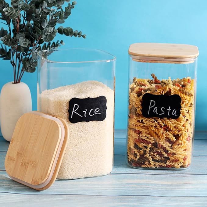 2 Pack 150 oz Glass Food Storage Containers, 1.2 Gallon Glass Flour and Sugar Containers with Airtight Lids, Large Flour Container for Sugar, Ground Coffee, Rice and Dry Food
