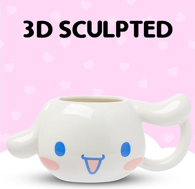 Silver Buffalo Sanrio Hello Kitty and Friends Cinnamoroll Ceramic 3D Sculpted Mug, 20 Ounces