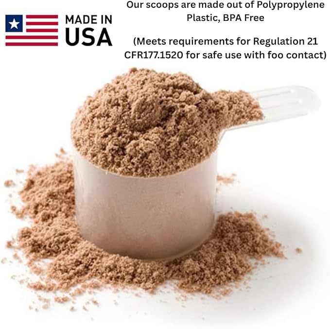 Plastic Measuring Scoop, (25 cc | 5 tsp | 1.67 Tablespoon | 25 mL) Long Handle Spoons for Powders, Granules, Coffee, Pet Food, Baking Supplies, Protein and Other Dry Goods, BPA Free (Set of 5)