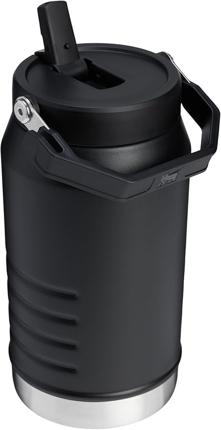 STANLEY IceFlow 2.0 Flip Straw Jug with Handle 64 oz | Twist On Lid and Flip Up Straw | Leakproof for Travel and Sports | Insulated Stainless Steel | BPA-Free | Black 2.0