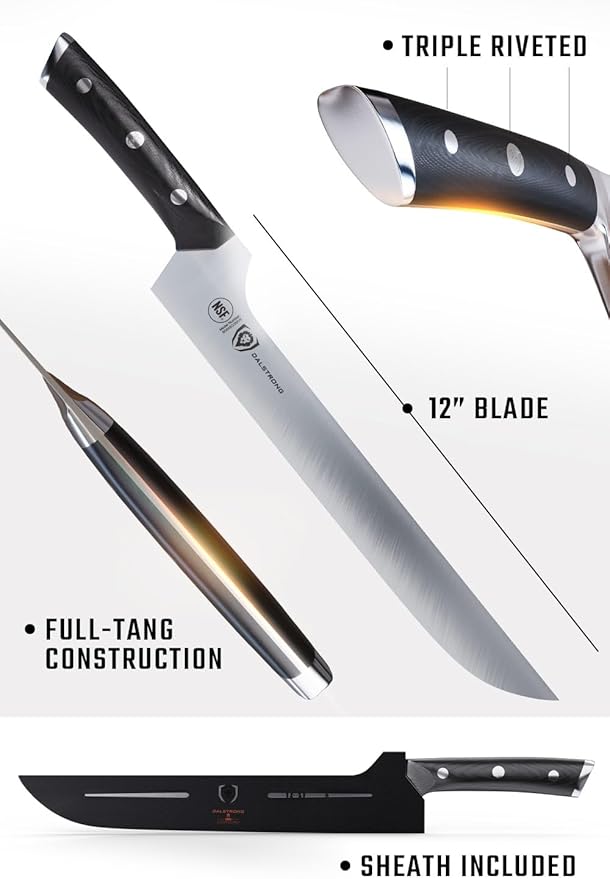 Dalstrong Brisket Slicing Knife - 12 inch Offset Blade - Gladiator Series Elite - High Carbon German Steel - G10 Handle Kitchen Knife - w/Sheath - NSF Certified