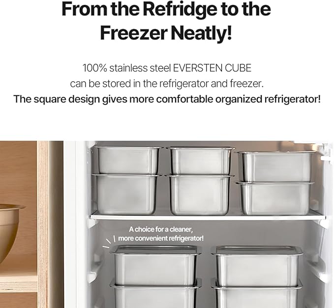 CuBE 6PCS Set Stainless Steel Food Storage Containers With Lids with 3 Net Kitchen Appliances Dishwasher Safe Premium South Korea