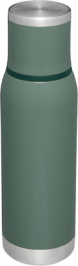 Stanley Adventure-To-Go Vacuum Bottle 25 oz | Wide Mouth with Leakproof Cup Lid | Keep Drinks Hot or Cold | Packable for Travel | Insulated Stainless Steel Thermal Bottle | BPA-Free | Hammertone Green