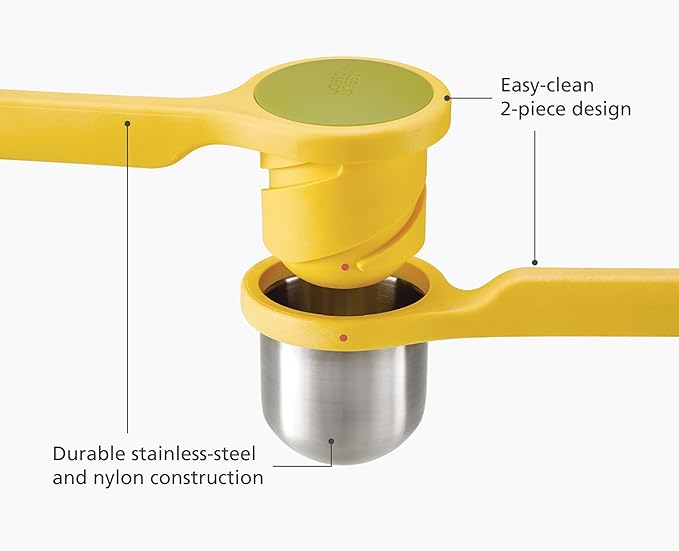 Joseph Joseph Helix Citrus Press Juicer, Ergonomic Twist action hand press, lemon/lime squeezer, BPA free - Yellow