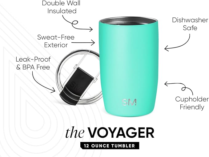 Simple Modern Voyager Travel Coffee Mug Tumbler with Flip Lid | Insulated Stainless Steel Cold Brew Iced Coffee Cup | Gifts for Women Men Him Her | 12oz | Tropical Wave