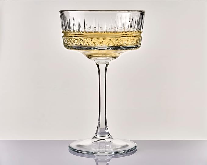 Pasabahce Vintage Coupe Glasses Set Of 4 - Exclusive Champagne, Cocktail, Martini, Wine Glasses - Long Stem Glassware - 8.8 oz - Perfect for Parties, Gifts, Housewarming, Weddings,Aniversary