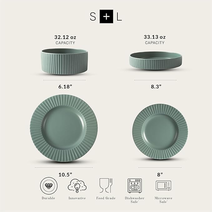 Christian Siriano Lusso 16-Piece Dinnerware Set Stoneware, Stone