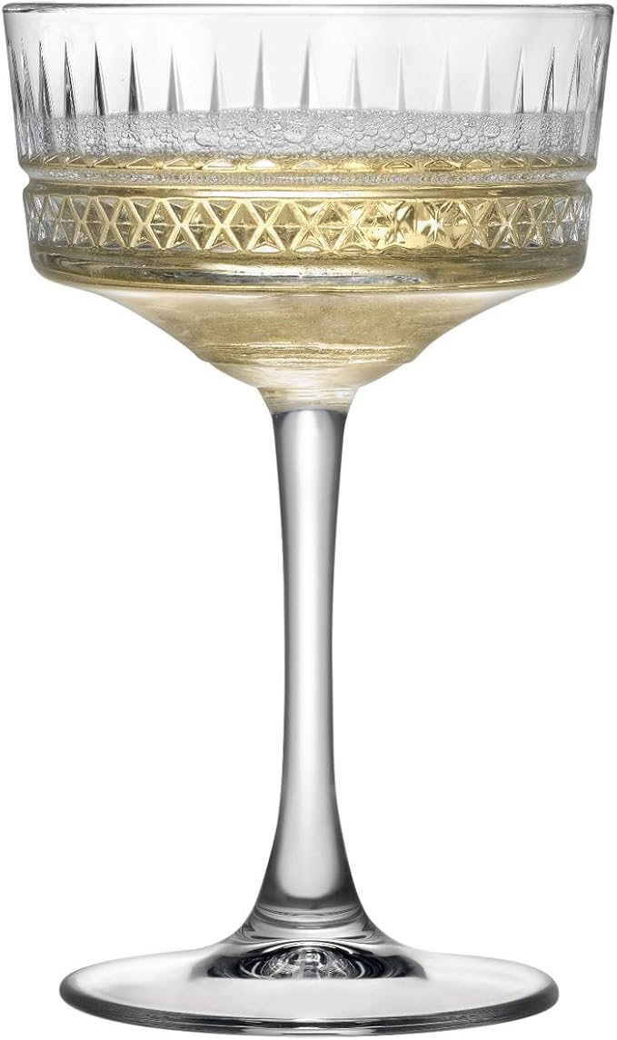 Pasabahce Vintage Coupe Glasses Set Of 6 - Exclusive Champagne, Cocktail, Martini, Wine Glasses - Long Stem Glassware - 8.8 oz - Perfect for Parties, Gifts, Housewarming, Weddings,Aniversary