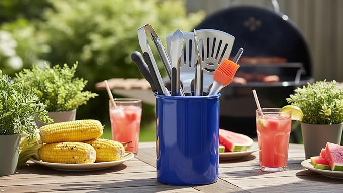 Reston Lloyd Calypso Basics Multipurpose Cookware Storage Crock, Kitchen Countertop & Office Organization, Durable & BPA-Free Plastic, by Reston Lloyd Utensil Holder, Indigo
