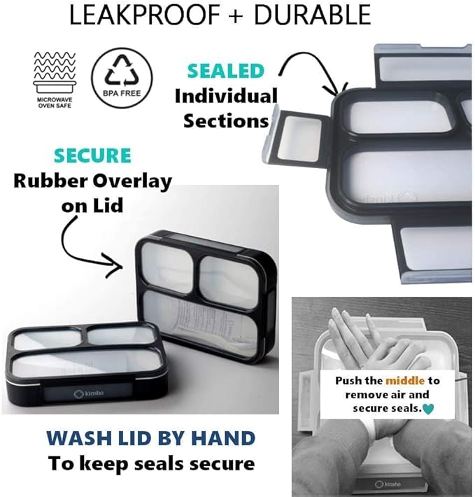 Bento Box with Insulated Lunch Bag and Ice Pack. Lunch Container with 3 Divided Leak-Resistant Compartments Perfect for Work or School, Adults Boys Kids, Black with Camo Bag