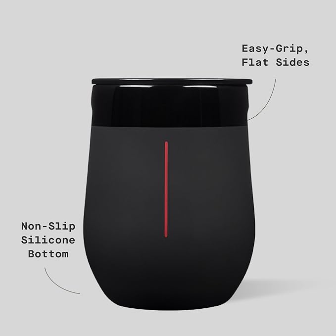 Corkcicle Stemless Insulated Wine Glass Tumbler - Keeps Beverages Cold 6 Hours & Hot 3 Hours - Stainless Steel - Easy-Grip - Summer Drinkware Gift - Keeps Drinks Ice Cold - 12 oz - Darth Vader