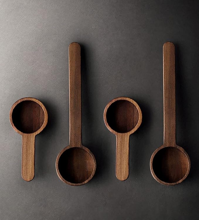 Coffee Spoons, Wooden Tablespoon Scoop, Wooden Coffee Ground Spoon, Measuring for Ground Beans or tea, Soup Cooking Mixing Stirrer Kitchen Tools Utensils, 1 Wooden Tea Scoop (Walnut Wooden 3.86 in）