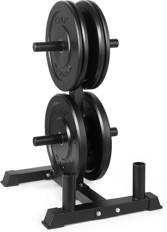 CAP Barbell 2-Inch Olympic Bumper Plate Weight Set with 6 Post Rack | 100-370 lbs | Multiple Options