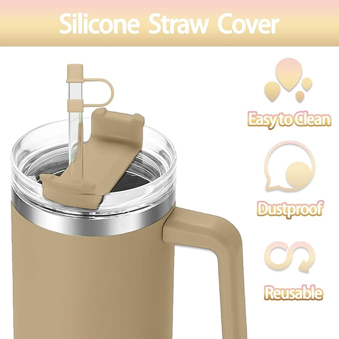 6PCS Silicone Straw Covers Cap Compatible with Stanley Cup 30-40 oz Tumbler with Handle 10mm Straw Toppers Reusable Lid Cover for Stanley Cup Accessories（Colorful 2）