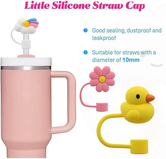 Straw Cover Cap for Stanley Cup,Straw Topper Compatible for 30&40 Oz Tumbler with Handle,10mm 0.4in Dust-Proof Reusable Straw Tips Lids,Straw Tip Covers for Christmas Gifts, MEITESTI-09012
