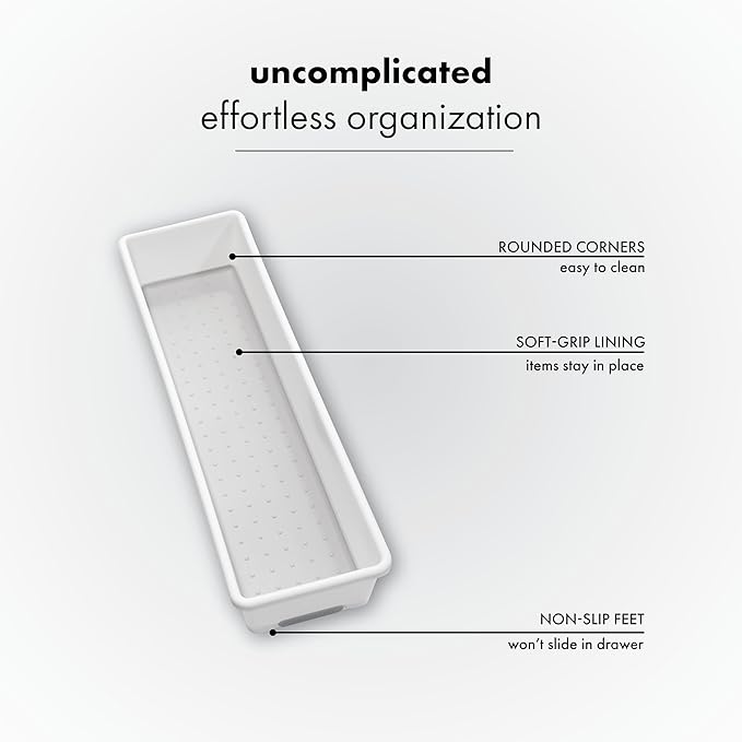 madesmart Classic 12 x 3 Bin, Drawer Organizer, Multi-Purpose Home Organization, BPA Free, White