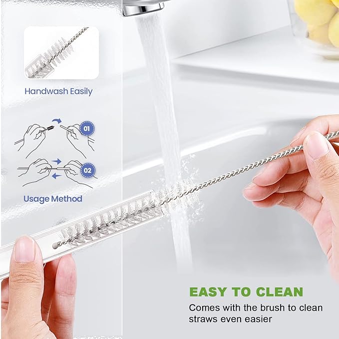 Replacement Straws for Stanley 40 30oz Adventure Quencher Travel Tumbler 6Pack, YOELIKE Reusable Clear Straws with Cleaning Brush, Compatible with Stanley Cup Mug Accessories