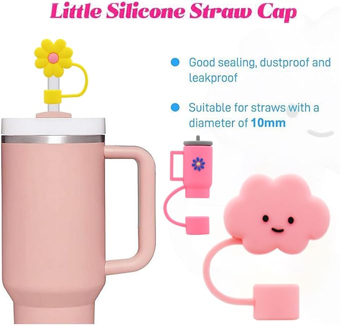 Straw Cover Cap for Stanley Cup,Silicone Straw Topper 10 mm 0.4 in Reusable Straw Tips Lids,Straw Tip Covers for Stanley Cups Accessories