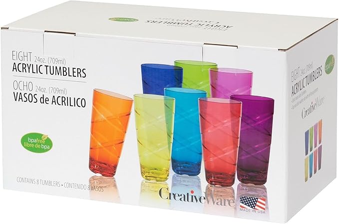 CreativeWare Circus 24 Ounces Tumbler Set, 24 oz, Multicolor (CIR08MULTI) (Pack of 48)