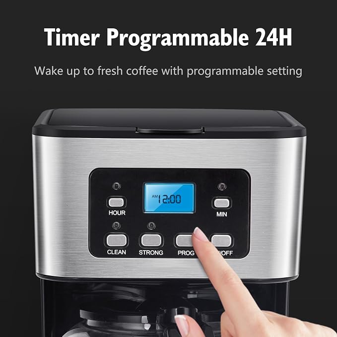 Taylor Swoden 12-Cup Programmable Coffee Maker, Regular & Strong Brew Drip - Image 2