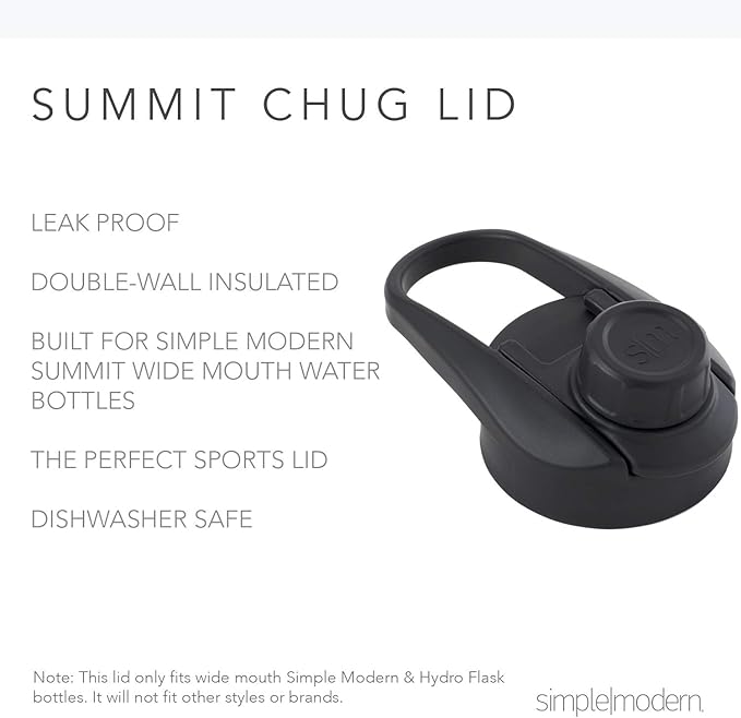 Simple Modern Water Bottle with Chug Lid Vacuum Insulated Stainless Steel Metal Thermos Bottles | Reusable Leak Proof BPA-Free Flask for Sports | Summit Collection | 32oz, Midnight Black