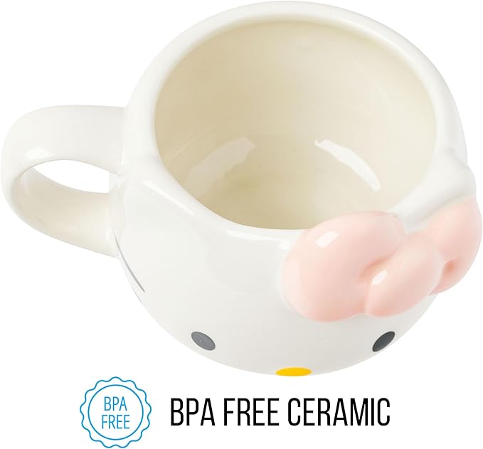 Silver Buffalo Sanrio Hello Kitty Light Pink Bow Ceramic 3D Sculpted Mug, 20 Ounces