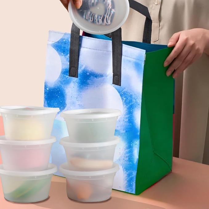 Deli Food Containers with Lids 12 oz-50 Pack Meal Prep Containers Food Storage Containers with Lids Stackable, Leakproof, BPA Free, Microwave Dishwasher Freezer Safe for Takeout Meal