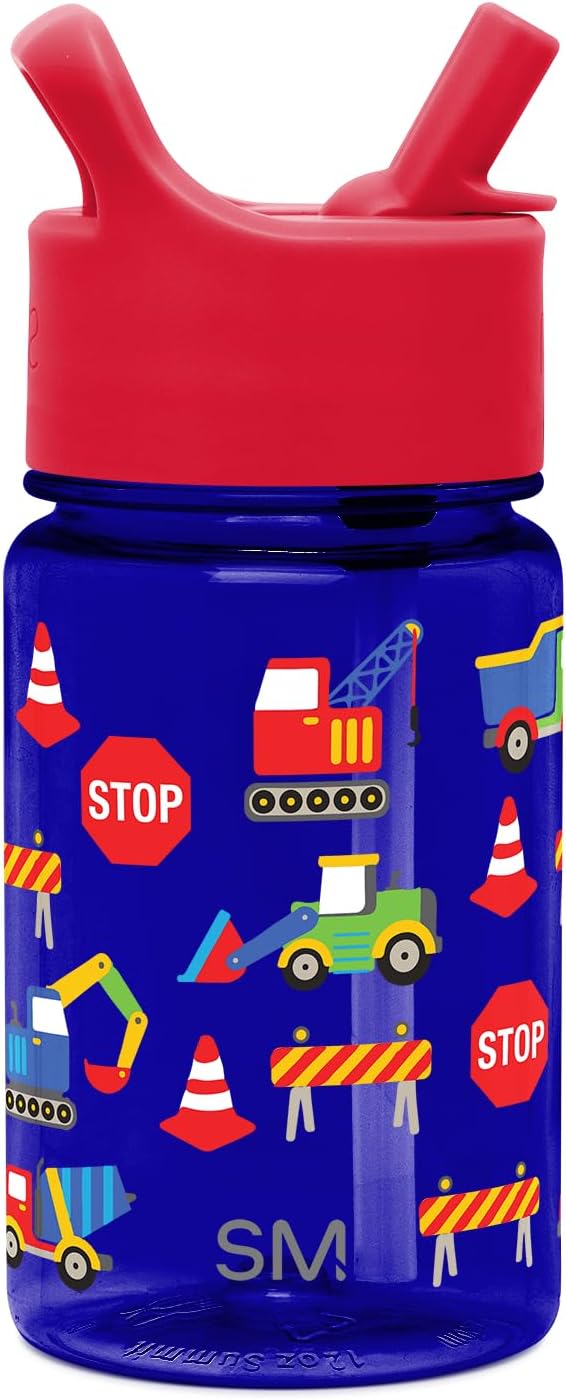 Simple Modern Kids Water Bottle Plastic BPA-Free Tritan Cup with Leak Proof Straw Lid | Reusable and Durable for Toddlers, Boys | Summit Collection | 12oz, Under Construction