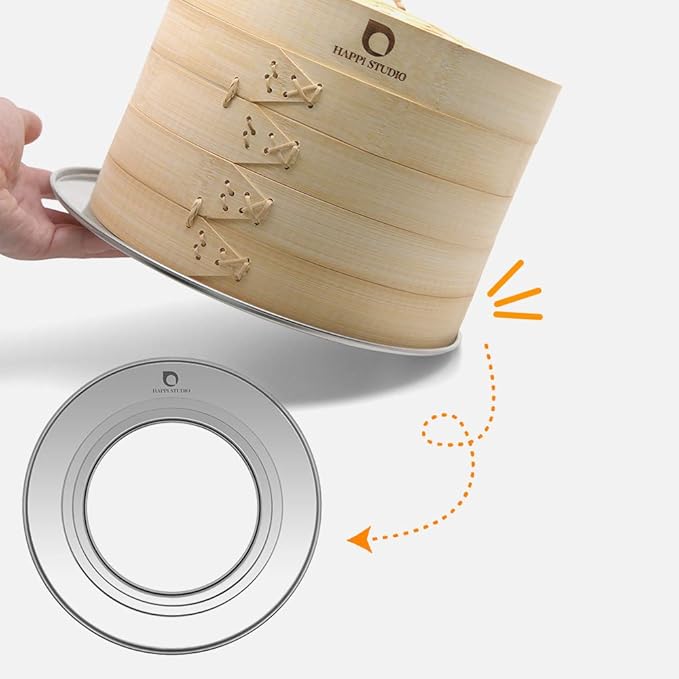 Steamer Ring Stainless Steel Adapter for 8 to 11inch Bamboo Steamer Baskets (Stainless Steel Ring Only)