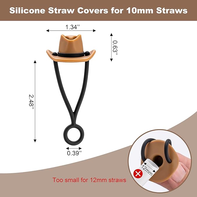 Straw Cover Cap for Stanley Cup 30 40 oz, Silicone Straw Toppers Cowboy Hat, Tumbler Cup Accessories for 10mm 0.4in Straws Cute Gifts Ornaments for Women