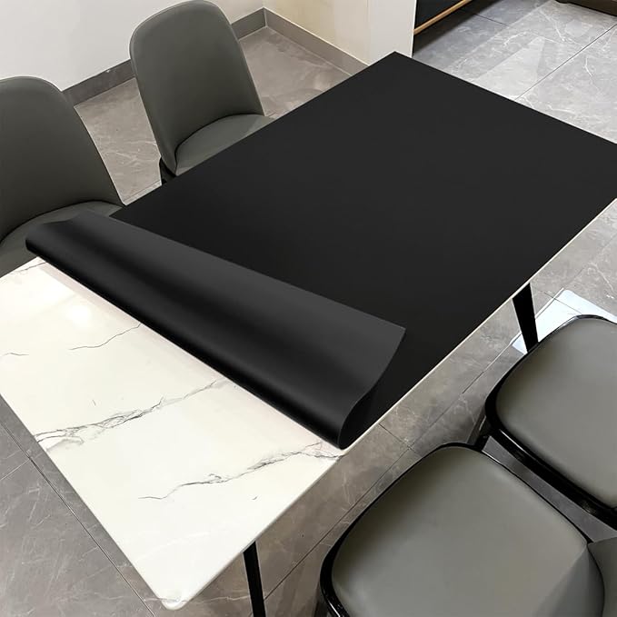Leather Table Cover - 38x54 Inch Waterproof Easy to Clean Can Conceal Flaws Protector The Table Top from Scratches Used for Dining (Black+Black 38x54)