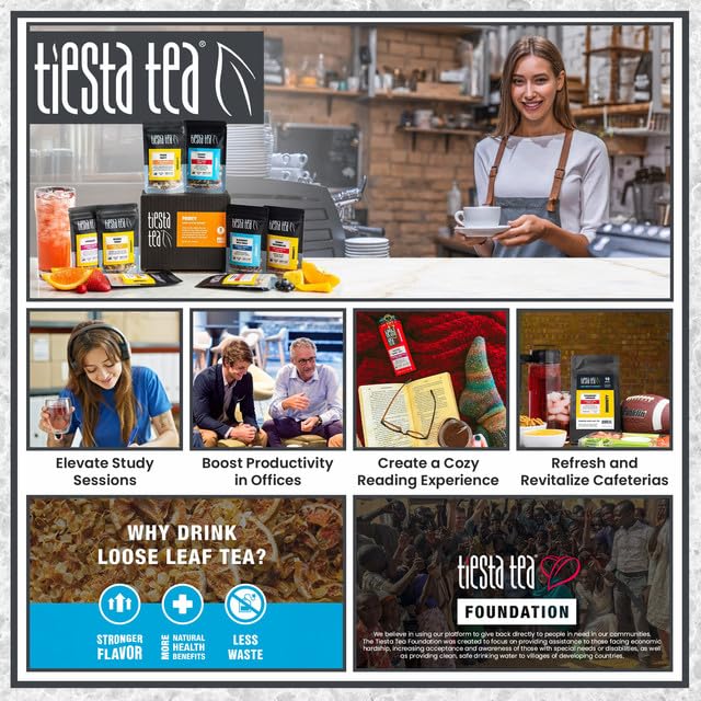 Tiesta Tea - Hot Cocoa Tea Gift Set, Loose Leaf, Cocoa Mocha & Peppermint Holiday Blends with Infuser, High to Non-Caffeinated, Stainless Steel Brew Basket & 2 Resealable Pouches