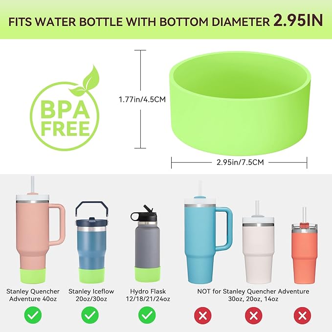 PICcircuit 2PCS for Stanley Boot, Silicone Bottom for Quencher Adventure 40oz 30oz IceFlow 20oz 30oz Bottle&for Hydroflask Tumbler 12-24oz for Stanley Cup Accessories Avoid Scratches&Noise