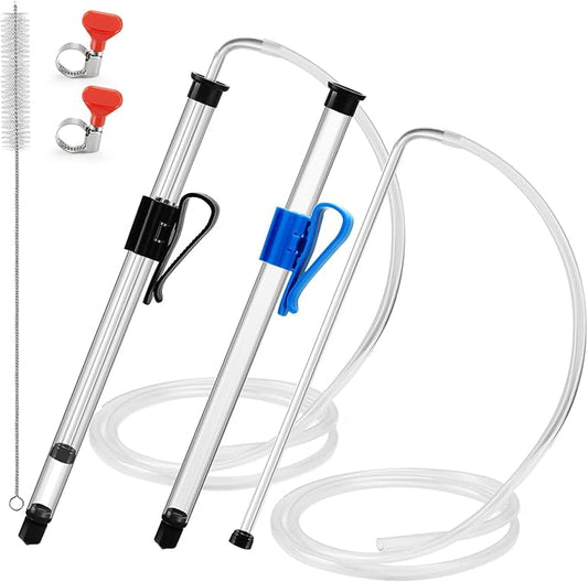 3/8" Auto Siphon Beer Bottle Siphon Pump Wine Siphon Regular Siphoning Kit Transfer Pump for Gallon Jugs, Wine, Beer, Mead, or Kombucha with 5Ft Clear Silicone Hose (2 Pcs)