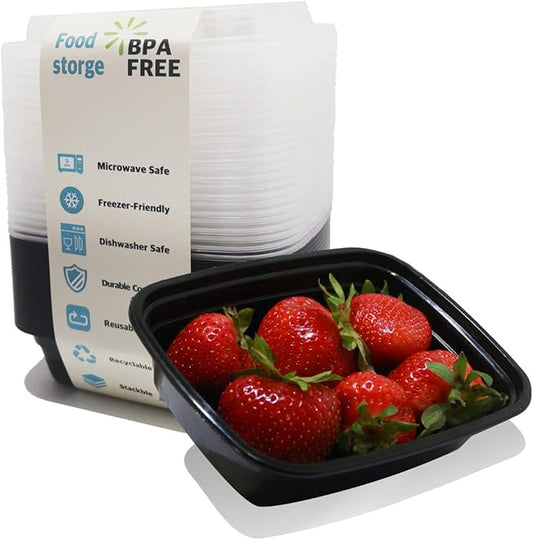 PARTYHIPPO Small Meal Prep Containers Single Lids, 12 OZ [25-Pack] Food Storage Bento BPA Free | Stackable | Reusable Lunch Boxes, Microwave/Dishwasher, Freezer Safe,Portion Control (12 OZ 25 pack)